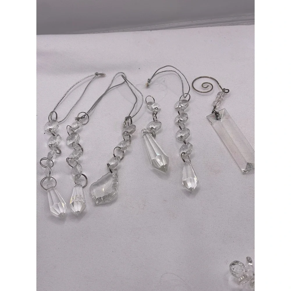 Set of Crystal or Glass‎ Christmas Ornaments (Hummingbirds and Icicles)